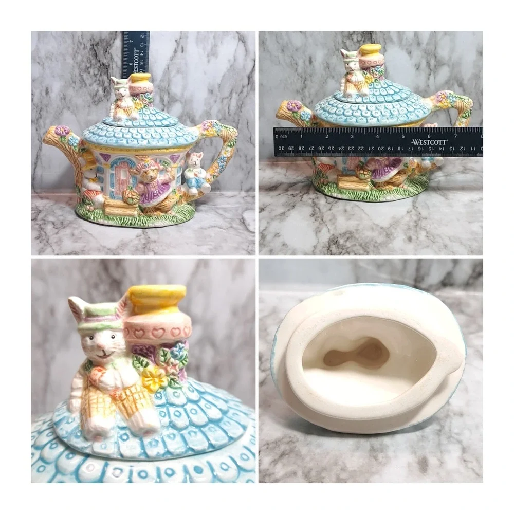 Mercuries 2002 Ceramic Garden Party Springtime Tea Pot Rabbit Easter Bunny‎